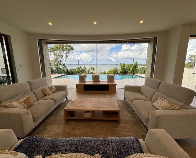 Finished open-plan living area after a Brisbane home renovation